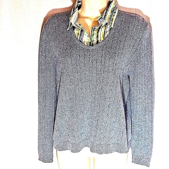 Alfred Dunner Layered Sweater Blue Pullover - Picture 2 of 3